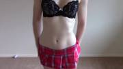 [F] Naughty schoolgirl girl strip tease