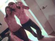 A topless tottie twosome. Terrific.