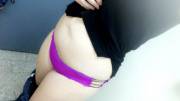 (f)Purple hair, purple lingerie... pink plug? oops