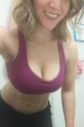 Smiling in my sports bra