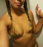 Mild Monday: Gold top and pigtails (f)