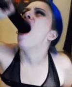 Throat dildo and blue hair....as good as it sounds
