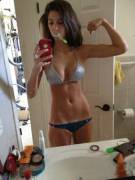 Snapping a selfie when the mood strikes her