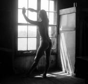 Nude model at Ox-Bow, the Art Institute of Chicago's summer school, Saugatuck, Michigan, July, 1949