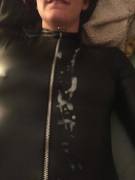 All over her catsuit