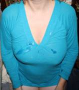 More cum on wife's blouse