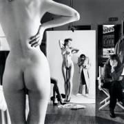 "Self-Portrait with Wife & Models" photographed by Helmut Newton (Paris, 1981)