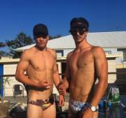 Bros in speedos