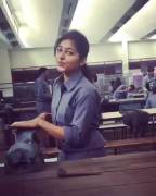 Cute girl being cute in class