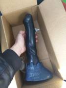 XL Tyson came today! med/firm split with cup and tube, in a beautiful dark blue surprise me color!