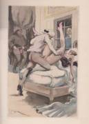 The Sodomy Show - from " L’Anti-Justine, ou les Délices de l’Amour" illustrated by Maurice Duflou (c. 1923)