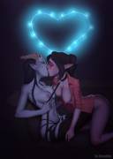 Templar Assassin and Queen of Pain's sensual kiss (Hazardini)