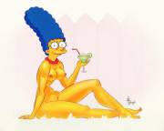 Marge enjoying a Margarita in the backyard on a lovely day (380v) [The Simpsons]