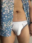 Saturday floral shirt and tightie whities