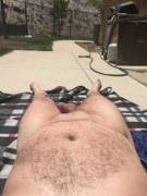 Getting some sun in backyard