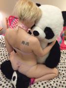 Sheer panties on a panda