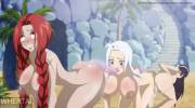 Mirajane, Ultear and Flare having fun on the beach