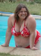 Big cutie climbing out of the pool