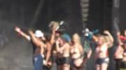Steel Panther fans lineup on stage