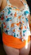 OMG I got a dinosaur swimsuit!!!