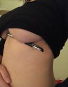 Black top underboob holding pen