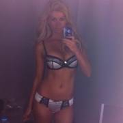 cute blonde posing for the mirror