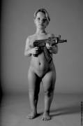 Midget babe with SMG
