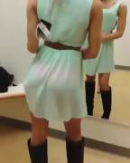 revealing her tight ass in pink thong