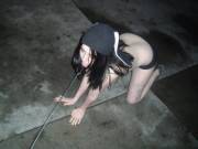 Floppy ears and leash