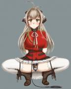 Leashed and squating