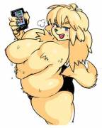 Checking her phone (F) - pixiv