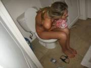 sexy blonde naked on toilet