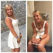 Our subs version of "On and Off"......This blonde girl before and after on the toilet