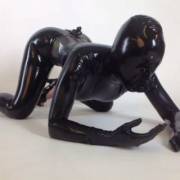 Breath play in black latex