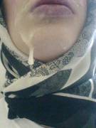 Dripping off her chin