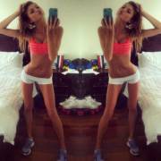 Short shorts and running shoes