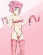 "Should I really put this on? Hmmm...." [artist: Daisenseiben]