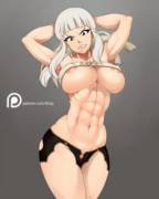 Big boobs torn shorts and abs, what more could you ask for?