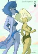 Lapis and Peridot at the beach