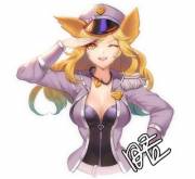 Popstar Ahri standing at attention