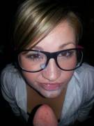 Nerdy college girl facial