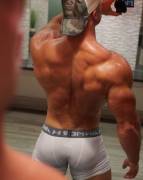 Sweaty, muscular back