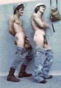 Workmen with their cocks out