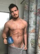 Just out of the shower