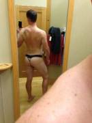 Just a thong (X-Post /r/menchangerooms)