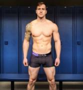 In front of the lockers