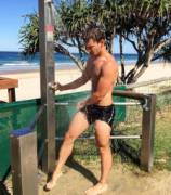 Washing off at the beach