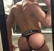 Showing off his new underwear