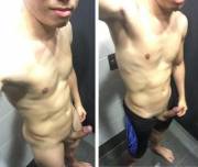 Feeling horny in the showers after swim practice