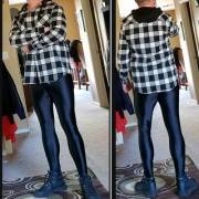 Trying an outfit with spandex